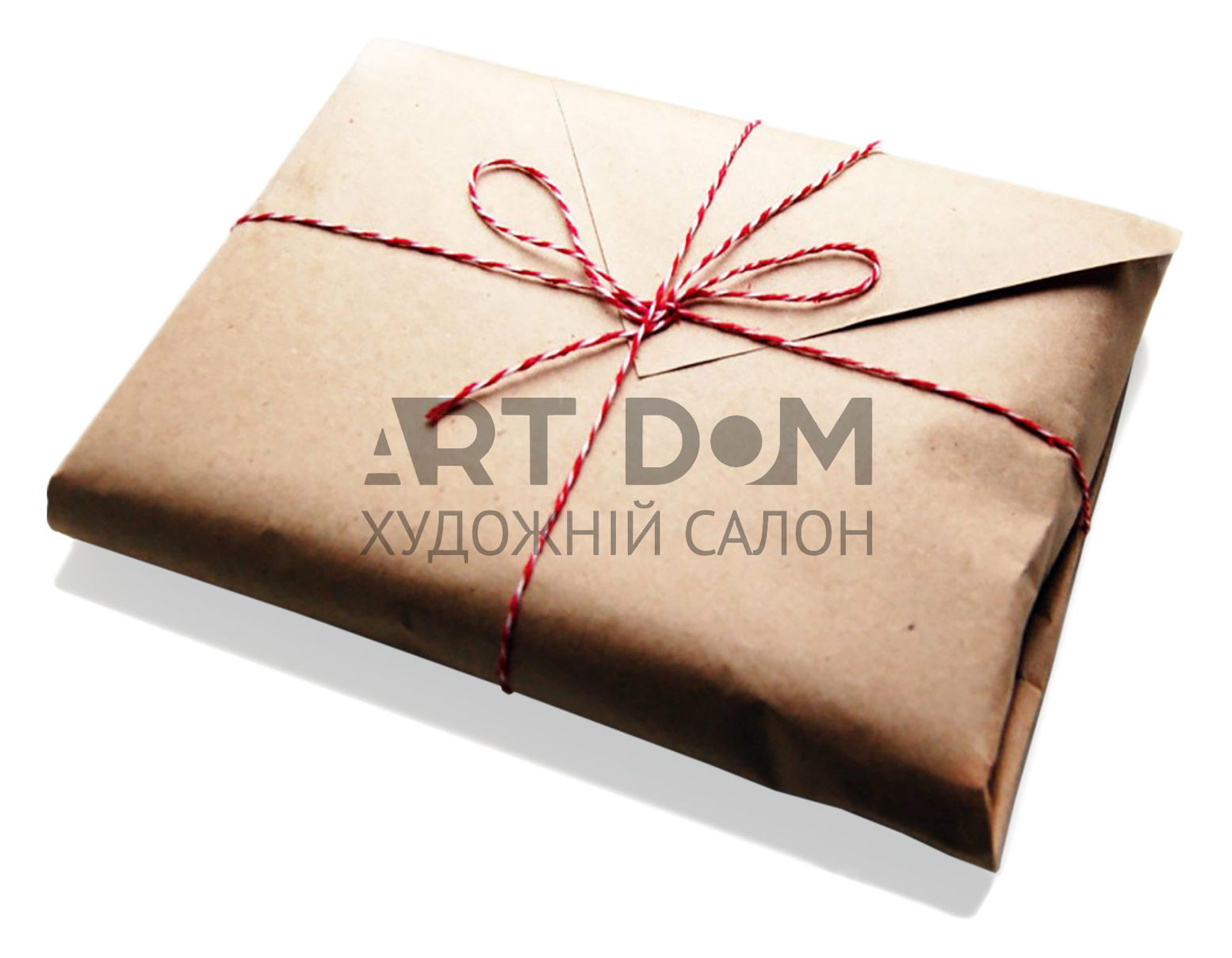 gift wrapping painting, wrapped in kraft paper