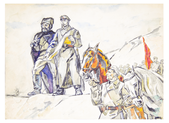 Watercolor Grouping of troops, artist Turanskyi Aleksandr