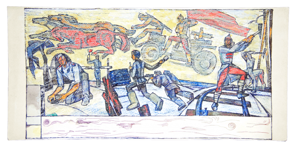 Пастель ескіз Епоха СРСР, художник Туранський Олександр - продано
