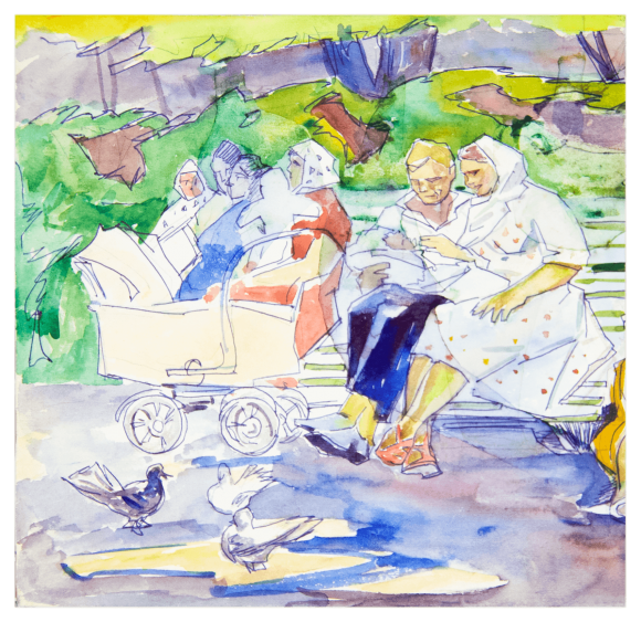 Watercolor Family in the park, artist Turanskyi Aleksandr - sold