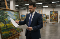 Expert checking documents for painting export
