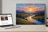 Online art sale and preparation of a painting for international shipping