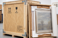 Wrapping a canvas in acid-free paper before crating