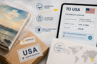 Художник оформляет посылку с картиной в США в Личном кабинете Укрпочты