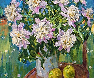 Кокин М.А. Пионы. 1998 г., 65х55, холст, масло