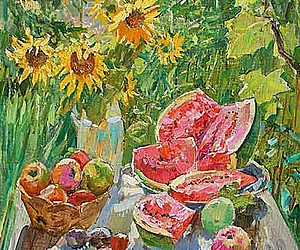 Кокин М.А. Натюрморт с арбузом. 2000 годы, 79х59, холст, масло