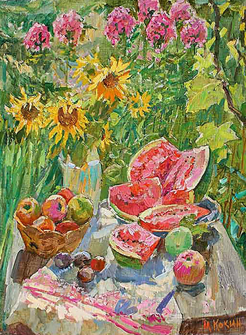 Кокин М.А. Натюрморт с арбузом. 2000 годы, 79х59, холст, масло