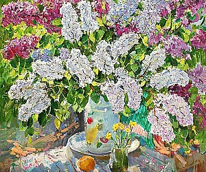 Кокин М.А. Натюрморт с сирьенью. 2000-е, 81х81, холст, масло