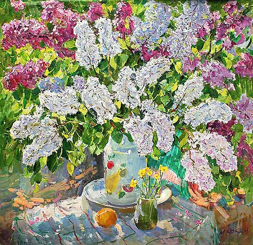 Кокин М.А. Натюрморт с сирьенью. 2000-е, 81х81, холст, масло