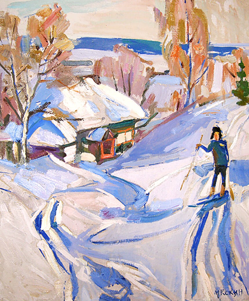 Художник Кокин М.А. Картина - Зима. 1970 годы, 60х50, холст, масло