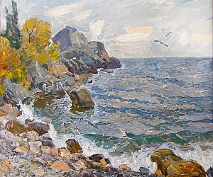 Художник Кокин М.А., картина - Берег. холст, масло; 60x60