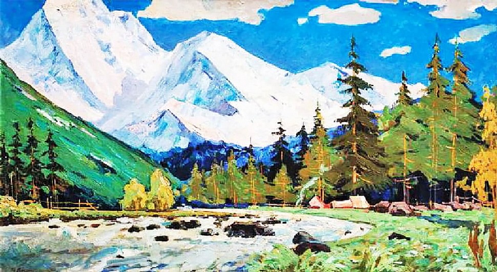 горный пейзаж, картина живопись