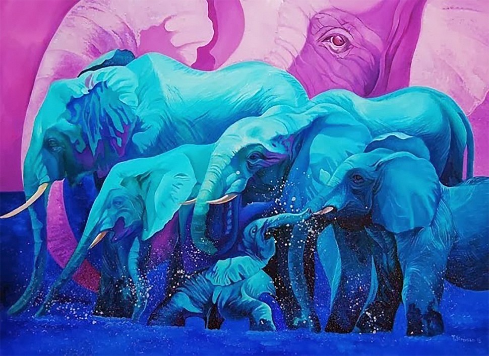 слоны мечта blue dream сон binovska painting