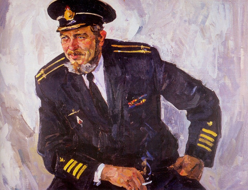 капитан плаванья в форме, картин маслом, художник Кокин Михаил