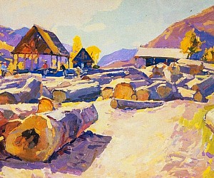 Художник Кокин Михаил Алексеевич, картина - «Лесозавод» 1961, холст, масло