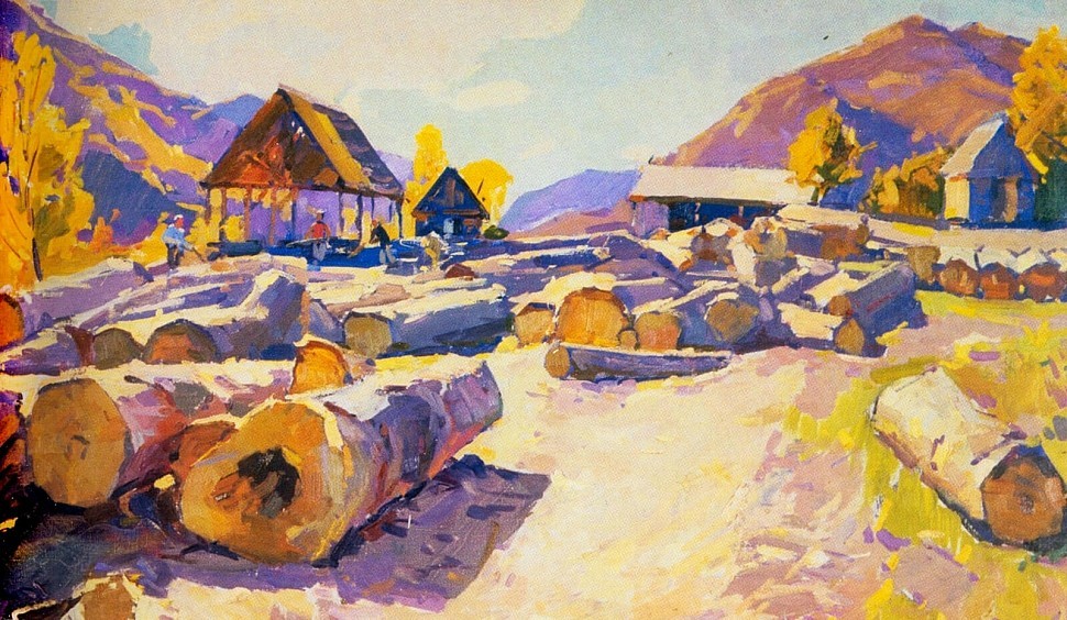Художник Кокин Михаил Алексеевич, картина - «Лесозавод» 1961, холст, масло