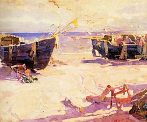 Художник Кокин Михаил Алексеевич, картина - «Лодки рыбаков» 1959, холст, масло