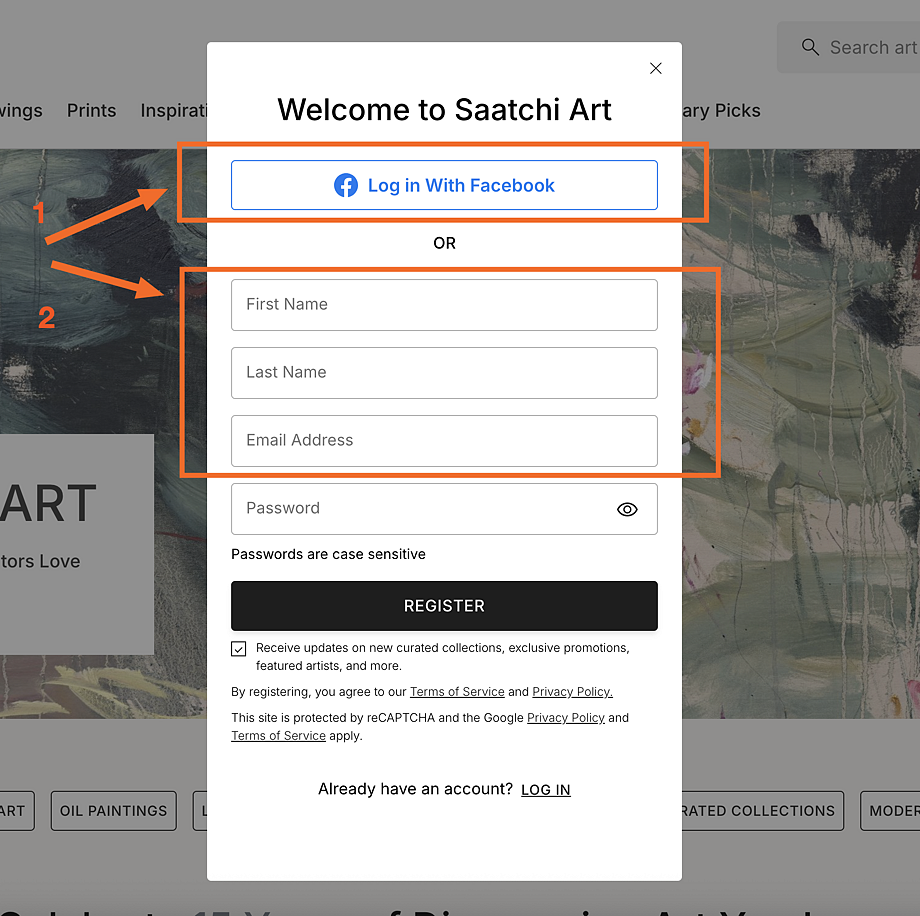 вход в кабинет saatchi art