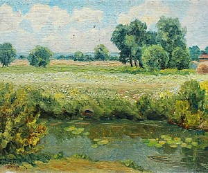 Художник Валерий Павлович Словохотов.
Речка Здвиж под Клавдиево около Киева, летом, 2010.
Размер 27 см х 19 см, картон