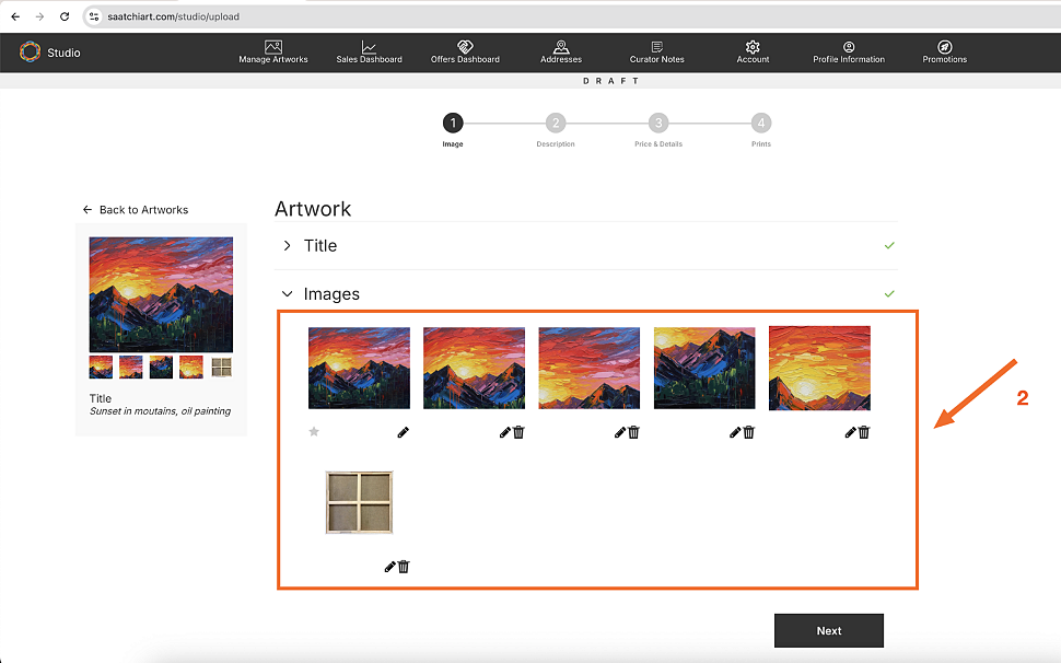 загрузка фотографий на платформе саатчиарт