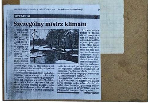 Статья в польской газете о выставке картин от мастера живописи - Словохотова Валерия Павловича (Slowochotow)
