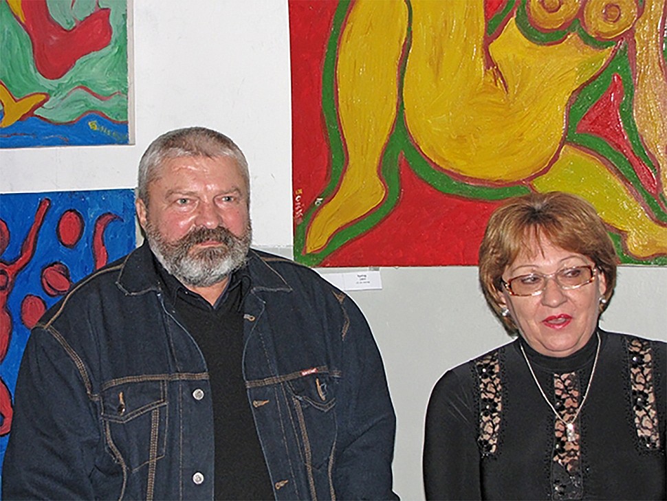 painter peter boyko at a solo exhibition of paintings