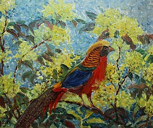 Словохотов Валерий Павлович - не только художник, но и коллекционер редких птиц. В своей коллекции у художника несколько экзотических видов птиц.
Художник Валерий Павлович Словохотов.
Золотой фазан...