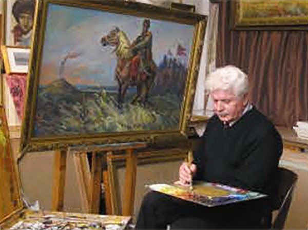 painter Nechvoglod paints a picture of Peter Kalnyshevsky