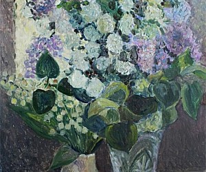 Художник Валерий Павлович Словохотов.
Цветы сирени и спиреи,Клавдиево, Киев, 2010.
Размер 35 см х 25 см, картон