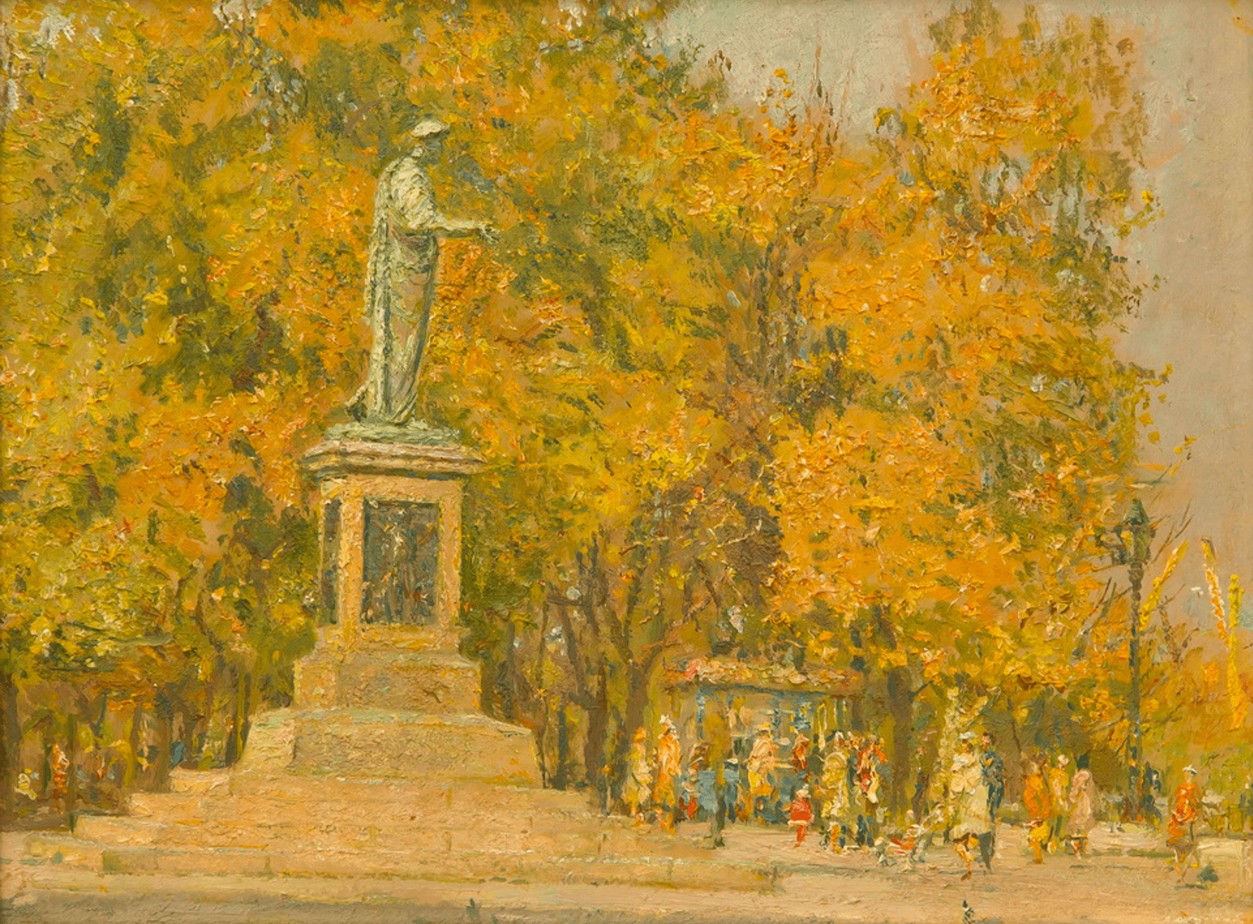 painting urban landscape Monument to Duke in Odessa, artist Gavdzinskiy Albin