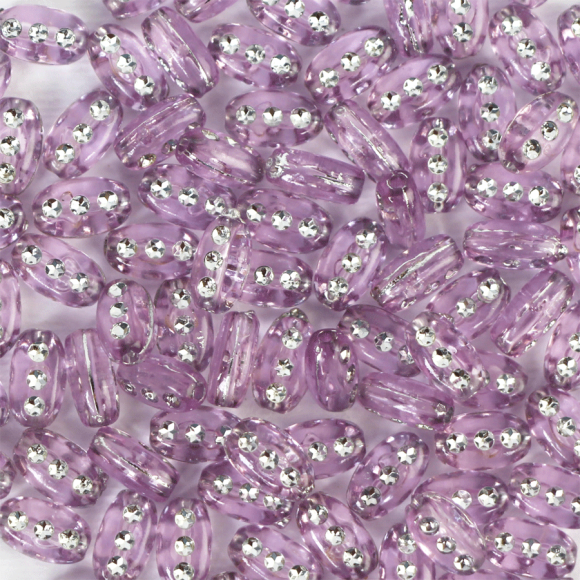 50 translucent oval pink plastic beads