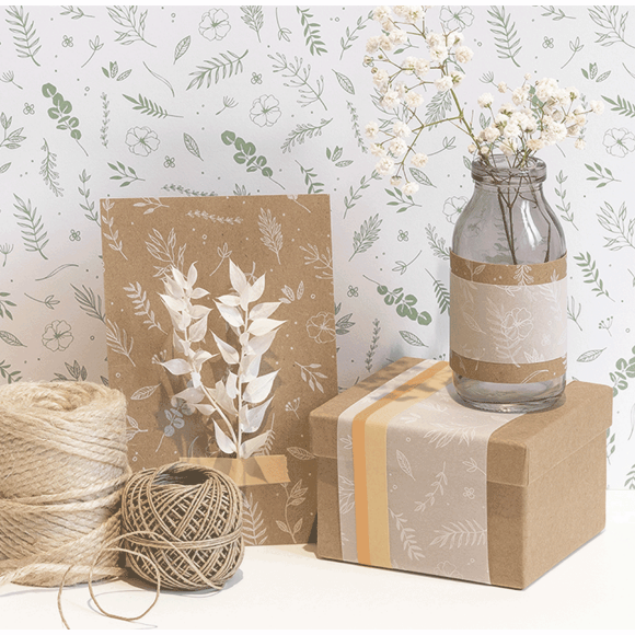 Бумага с рисунком "Листки", 21*29,7см, Крафт, 220г/м2, Heyda