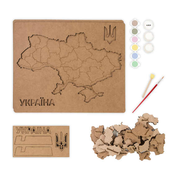 Набор Карта Украины 3D пастельные цвета МДФ 30 5х37 5см ROSA TALENT