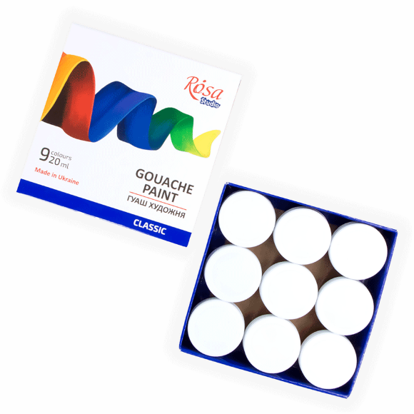 Набор гуашевых красок CLASSIC 9х20мл ROSA Studio Набор гуашевых красок CLASSIC 9х20мл ROSA Studio