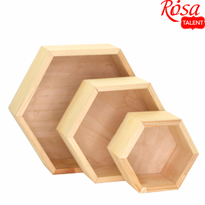 Набор деревянных декоративных полочек "Соты" 3шт (13х15х8см, 18х21х8см, 23х27х8см) ROSA TALENT