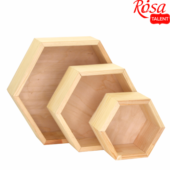 Набор деревянных декоративных полочек "Соты" 3шт (13х15х8см, 18х21х8см, 23х27х8см) ROSA TALENT