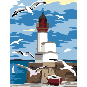 Картина по номерам „Маяк и чайки“ 35×45см ROSA START