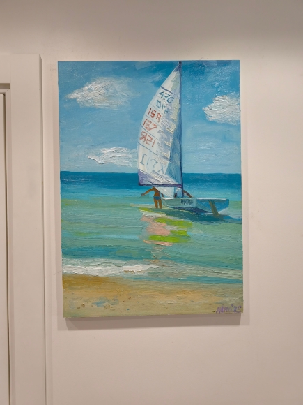 Painting Atlit Beach. View of the Sea, artist Nina Lytvyn