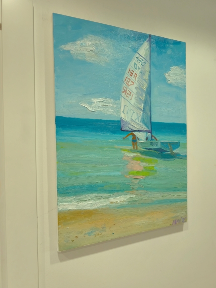 Painting Atlit Beach. View of the Sea, artist Nina Lytvyn