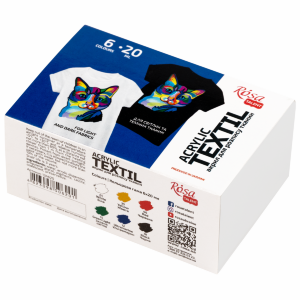 Набор красок для росписи тканей CAT 6×20мл ROSA Talent