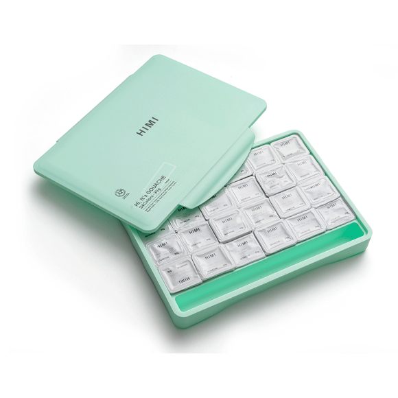 Набор красок гуашевых HIMI Jelly Cup 24x30 мл, 3 кисти, зеленый пластиковый пенал