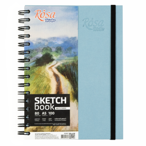 Блокнот на спирали A5 (14,8х21см) 100г/м2 80л голубой ROSA Studio