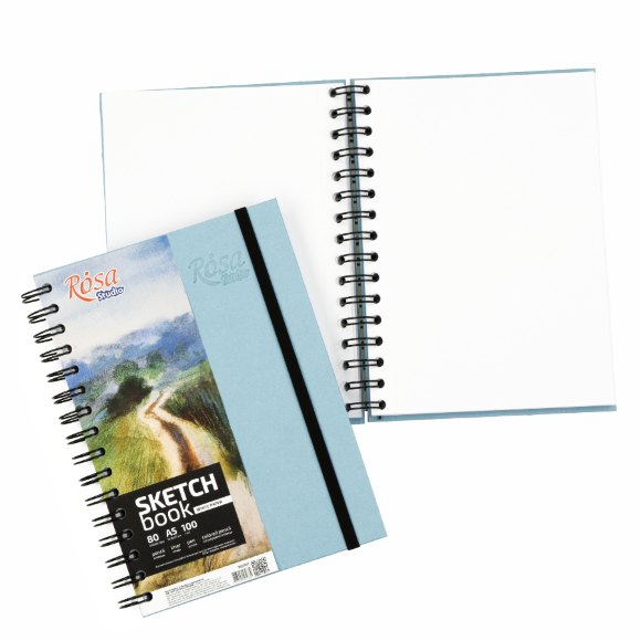 Блокнот на спирали A5 (14,8х21см) 100г/м2 80л голубой ROSA Studio Блокнот на спирали A5 (14,8х21см) 100г/м2 80л голубой ROSA Studio