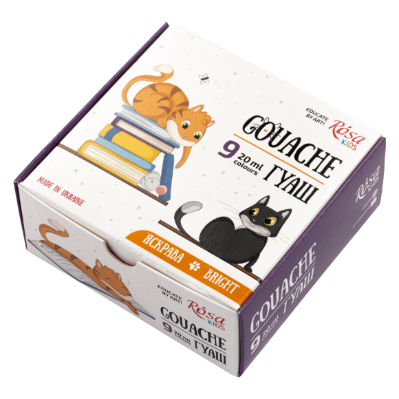 Набор красок гуашевых Cats 9×20мл ROSA Kids Набор красок гуашевых Cats 9×20мл ROSA Kids