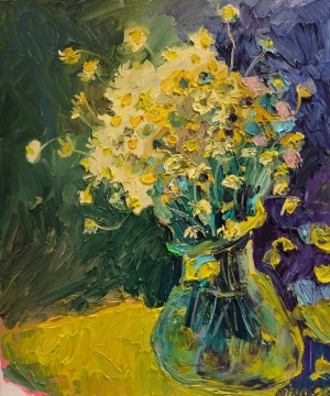 Painting Daisies, artist Nina Lytvyn