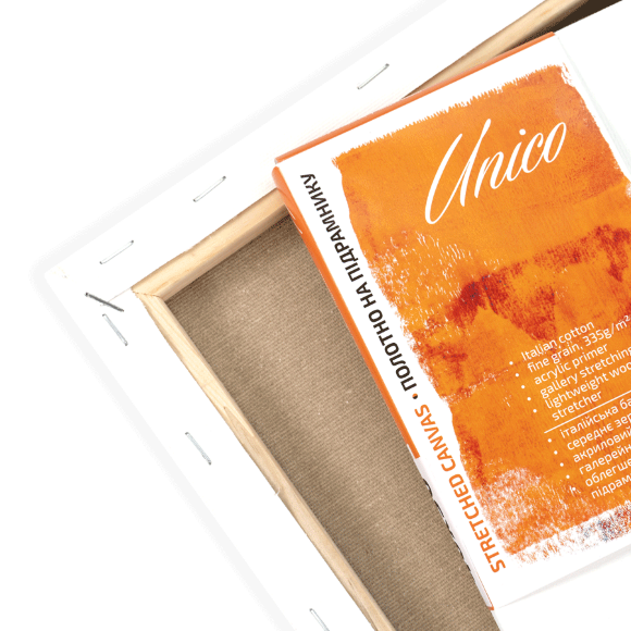 Подрамник 20×20 см модуль №00 среднее зерно акрил итальянский хлопок Unico Light