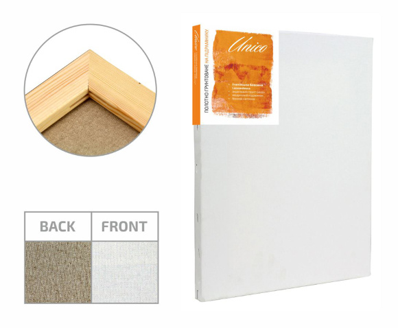 Подрамник 20×20 см модуль №00 среднее зерно акрил итальянский хлопок Unico Light