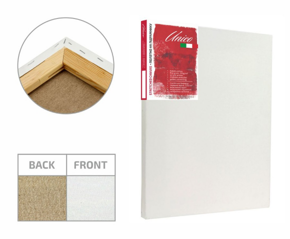 Stretcher frame 70×90 cm, module #1, medium grain acrylic, Italian cotton, Unico