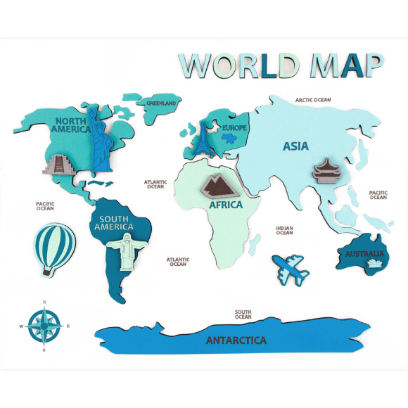 Набор World Map 3D МДФ 30 5х37 5см ROSA Talent Набор World Map 3D МДФ 30 5х37 5см ROSA Talent