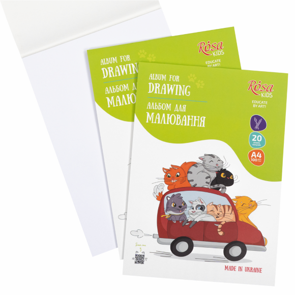 Альбом-склейка для рисования Cats in the Car А4 100г/м2 20л ROSA Kids Альбом-склейка для рисования Cats in the Car А4 100г/м2 20л ROSA Kids